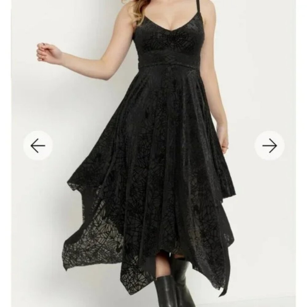 Blackmilk Burned Velvet Spider Threads Handkerchief Dress Corpse Bride sz S